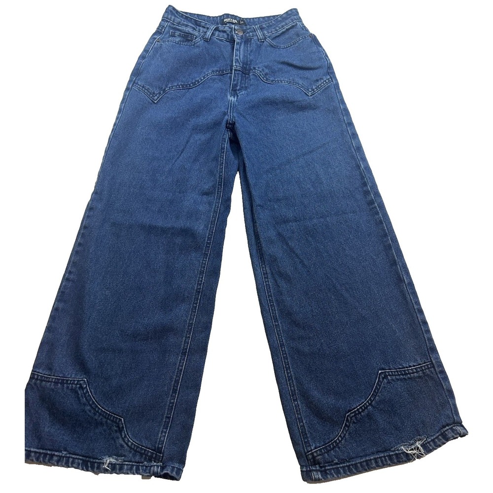 Nasty Girl Mom Barrel Jeans Western Flare 26‎ waist high waist ankle